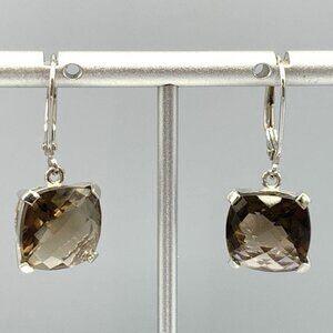 Smoky Quartz Sterling Silver Lever‑Back Earrings